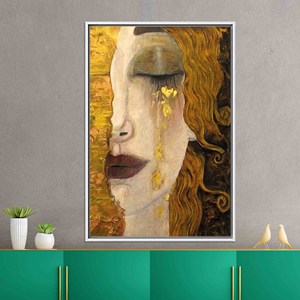 Tableau imprimé sur toile : Les larmes d'or de Gustav Klimt, TOILE ENCADRÉE BLANCHE - Product Image 1