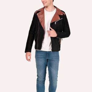 Breathable Front Logo Men's PU Leather Moto <b>Jacket</b> With Brown Collar Zipper Closure <b>Slim</b> <b>Fit</b> Autumn Wear Leather <b>Jacket</b> - Product Image 2
