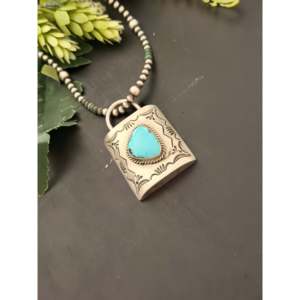 Charles Johnson Golden Hills Turquoise & Sterling <b>Silver</b> <b>Locket</b> Pendant with Bezel Setting Inlay Technology - Product Image 3