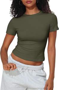Classic <b>Women</b> Plus Size <b>T</b>-<b>Shirt</b> Soft Weave Light Texture Air Flow Slim Fit Gentle <b>Stretch</b> Daily Wear Modern Shape Clean Summer - Product Image 4