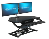 Bureau d'angle électrique VersaDesk PowerPro Elite, convertisseur moderne en bois massif, réglable en hauteur, noir, pliable et convertible