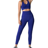 Conjunto de Leggings de Yoga Sólidos con Sujetador Deportivo de Moda para Mujer, Levanta Glúteos, Transpirable, Elástico en Cuatro Direcciones, Secado Rápido, Cintura Elástica