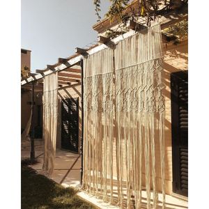 Magnifique rideau mural bohème en macramé fait main avec des pompons pour le salon, décoration artistique pour la maison - Product Image 1