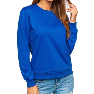 Sweat femme bleu col rond pull à capuche sweat manches longues avec broderie 3D pour la vente en gros par Overseas Sports - Product Image 1