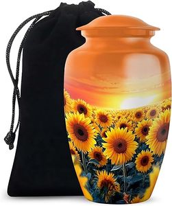 Urnas Funerarias de Cremación con Diseño de Girasol para Cenizas de Adultos Masculinos, Urna Funeraria Naranja para Cenizas de Adultos - Product Image 1