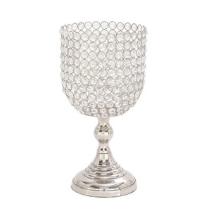 Portavelas de diseño único de metal y cristal plateado Hurricanes para bodas, eventos, fiestas, decoración de mesa, centros de mesa - Product Image 1