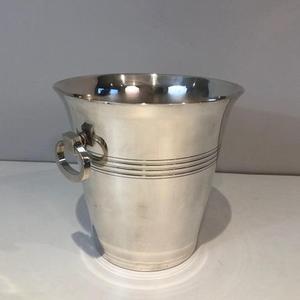 Cubo de hielo de champán de alta calidad con mango de alambre y logotipo personalizado aceptado enfriador de cerveza enfriador de vino de Metal con acabado plateado - Product Image 5