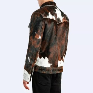 Peau de vache personnalisée poils naturels sur la peau veste décontractée trois couleurs broderie hiver peau de vache cuir formel Streetwear printemps - Product Image 3