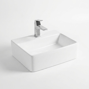 Lavabo Rectangular de Cerámica para Baño, Diseño Minimalista, Superficie Lisa, Montaje en Suelo, 430x340x135mm TT TT 04 - Product Image 1