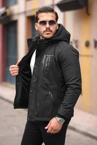 High Quality <b>Men's</b> Long Hooded Puffer Poncho <b>Coat</b> Winter Parka Thick Warm Padded Waterproof Casual Outerwear for Cold Weather - Product Image 2
