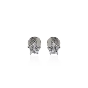 Boucles d'oreilles clous tendance en argent 925 plaqué rhodium avec zircone cubique, motif fleur et constellation, hypoallergéniques et délicates pour femme - Product Image 2