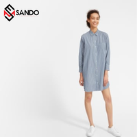 Blusas y Camisas de Manga Larga para Mujer de Verano con Logotipo Personalizado de la Mejor Calidad, Vestido Camisero 100% Algodón con Bordado