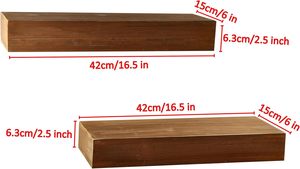 Ensemble de 2 étagères murales multifonctions en <span class=keywords><strong>teck</strong></span> flottant, non pliables, décoratives, pour le rangement et le présentation - Product Image 3