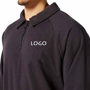1/4 quart zip pull chemise en gros OEM poids lourd surdimensionné hommes sweats à capuche décontracté demi fermeture éclair revers Sport sweats à capuche pour hommes - Product Image 5
