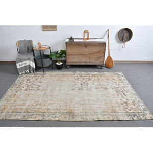 Vintage Turkish <b>Rug</b> Beige <b>Blue</b> 5.4 X 8.3 ft Classic <b>Large</b> Area Wool Latex Rectangular Patchwork for Hallway Room Room <b>Rug</b> - Product Image 5