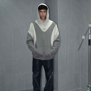 Sweat-shirts d'hiver pour hommes personnalisés OEM, de haute qualité, 100% coton, épaules tombantes, coupe régulière, deux tons, pull à capuche brodé - Product Image 5