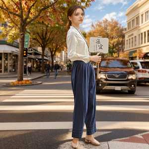 Pantalones culottes de pierna ancha ligeros y cómodos para mujer, pantalones casuales de trabajo de oficina de negocios, pantalones largos Palazzo Lounge - Product Image 4