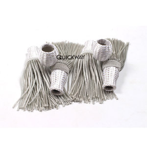 Wholesale OEM French Bullion <b>Wire</b> Metallic Tassel with <b>Hanging</b> Cord Rope Tassel in Silver Color - Product Image 4