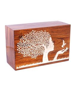 Rosewood Handcrafted Wooden <b>Box</b> Funeral Cremation Urns for Human Ashes Adult <b>Large</b> - Burial Urns for Columbarium - Tree - Product Image 2
