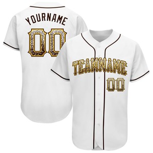 Meilleures ventes Vêtements d'équipe personnalisés Maillot de baseball tendance Drift authentique blanc marron-doré personnalisé - Product Image 1