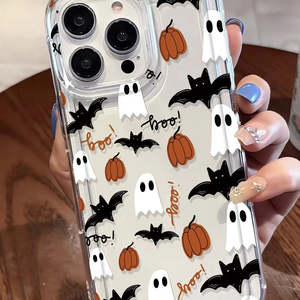 Custodia personalizzabile per telefono cellulare con pipistrello di Halloween per iPhone 16 Air Pro Max 14 7 Plus Cover posteriore trasparente in TPU Coque popolare - Product Image 3