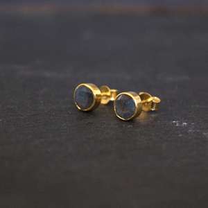 Versatile Classy Gemstone Labradorite Round Cut Gemstone 925 <b>Solid</b> Sterling <b>Silver</b> <b>Earring</b> Jewellery Unique Designs Souvenirs - Product Image 1