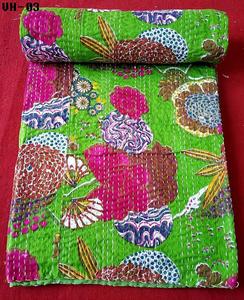 Handmade Vintage Bohemian Floral Pattern Kantha Quilt <b>Set</b> Reversible Indian Cotton <b>Comforter</b> with Hand Stitching Bulk Wholesale - Product Image 1