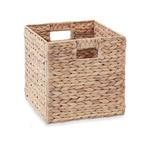 Panier de rangement en jacinthe d'eau avec poignées découpées, organiseur de bureau et de tiroir, paniers à linge - Product Image 5