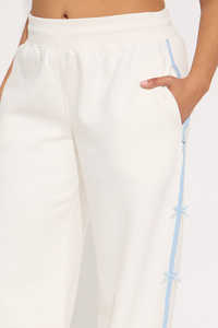 Nouveau design – Pantalon cargo ample taille haute en coton écoresponsable avec taille élastique pour femme, coupe décontractée et jambe large - Product Image 3