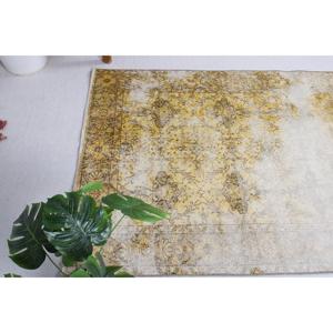 พรมวินเทจขนาด 3.7x6.8 ฟุต ลายดอกไม้สีขาว พรมขนสัตว์ตุรกี - Product Image 4