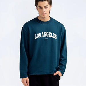 เสื้อสเวตเตอร์สวมหัวโอเวอร์ไซส์ของผู้ชายจาก450gsm เทอร์รี่เปิดไหล่ตกพิมพ์โลโก้ได้ตามต้องการสำหรับฤดูใบไม้ร่วง - Product Image 1