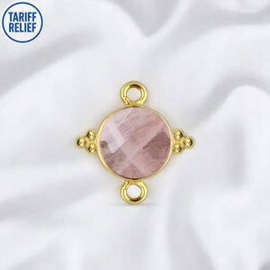 Fast Shipping Sterling <b>Silver</b> Double Loop <b>Bracelet</b> Necklace Making Connector Rose Quartz Faceted Gemstone Fancy Bezel Bulk - Product Image 1