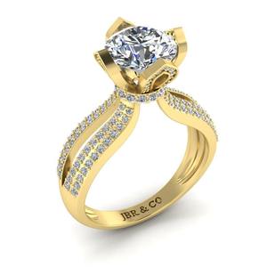 <b>Top</b> Trending 2.00 Ct Round Diamond Yellow Gold Plated 925 Sterling <b>Silver</b> Lotus Ring For <b>Women</b> Luxury Fashion Engagement Ring - Product Image 2