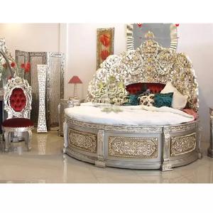 <b>Princess</b> Round <b>Bed</b> with Full Hand Carving Double Carved Master Bedroom Furniture Set Baroque Gold Finish <b>Bed</b> & Bedroom - Product Image 1