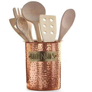 Luxury Metal Hammered Copper Finished Cutlery Holder for Restaurant Table Home Hotel - Product Image 1