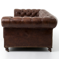 Sofá Seccional Chesterfield de Madera Maciza Blue Ocean, Convertible, Extensible, Moderno, Reclinable, de Tres Plazas, con Espuma Refrigerante y Aluminio