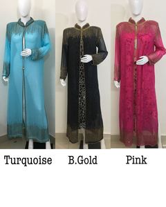 ใหม่ดูไบสไตล์ Georgette ผ้า Abaya ประดับชุดลําลองเย็บปักถักร้อยยาว Maxi ชุดสปาเก็ตตี้สําหรับขาย - Product Image 4