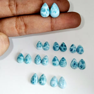 Vente en gros de pierres précieuses de Larimar naturel de qualité supérieure taille personnalisée cabochon en vrac en forme de poire calibré accessoires de bijouterie fine - Product Image 4