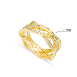 Elegante diseño trenzado blanco CZ piedra banda anillo venta al por Mayor turco artesanal hecho a mano 925 joyería de plata - Product Image 2