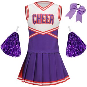 Conjuntos de uniformes de porristas ligeros de poliéster 100% con estampado de transferencia de calor de diseño personalizado al por mayor logotipo personalizado 2025 práctica - Product Image 3