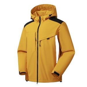 Veste Softshell d'extérieur imperméable coupe-vent à capuche avec logo personnalisé, patchwork d'automne, randonnée pour hommes 2026 - Product Image 3