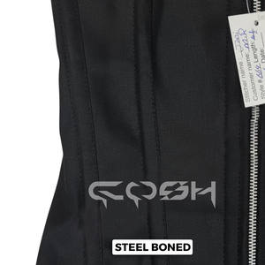 Corsé de Algodón Negro Gótico con Varillas de Acero Debajo del Busto y Cierre de Cremallera Frontal para Ropa Deportiva - Product Image 3