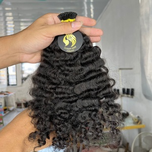 Extensiones de Cabello Camboyano Virgen 100% CDYHAIRVN, Cabello Birmano Crudo Rizado con Punta I, Envío Rápido, Estilos de Ondas Profundas Sueltas y Ondas Naturales - Product Image 1