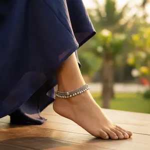 Tobillera Colgante de Plata 925 con Incrustaciones de Diamantes o Perlas Personalizadas para Mujer - Chapada en Oro - Product Image 2