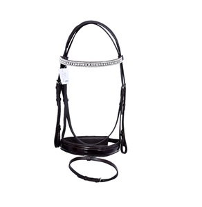 Bride de cheval en cuir noir de qualité supérieure avec équipement d'équitation de style occidental en strass à trois rangées pour une utilisation équestre - Product Image 1