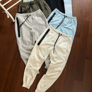 Pantalones Deportivos Casuales para Hombre, 100% Algodón Transpirable, Multicolores, Rectos, Antibolitas, Felpa, Ajuste Holgado, Cordón Ajustable, Cierre Lateral - Product Image 1