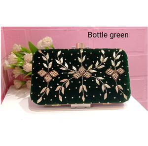 Embrayages de broderie vert bouteille faits à la main les plus populaires sac à main pour femmes sac à main pour mariage soirée et accessoires - Product Image 2