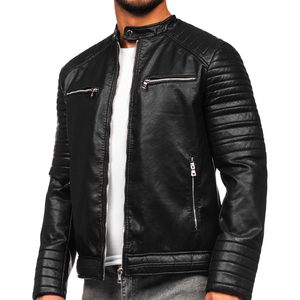 Chaquetas de Cuero Personalizadas para Hombre, Chaquetas de Motociclista de Cuero Cortavientos a la Moda, Chaqueta Bomber de Cuero PU, Ropa Urbana - Product Image 4