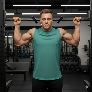 Camiseta sin mangas de gimnasio sin mangas de poliéster/algodón de punto informal para hombre personalizada con ajuste muscular flexible de secado rápido anticontracción - Product Image 1