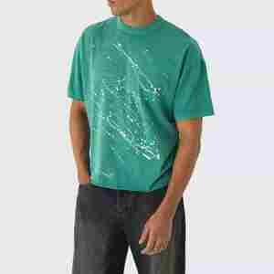 OEM 300 GSM Heavy Weight Boxy Fit Camisetas recortadas para hombres 100% algodón Drop Shoulder Diseño de gran tamaño Camisetas para hombres - Product Image 3